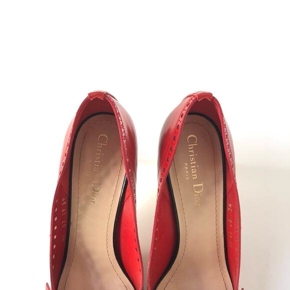 Dior Spectadior Red Brogue Cap Toe Buckle Maryjane Pumps 39 - Picture 4 of 11